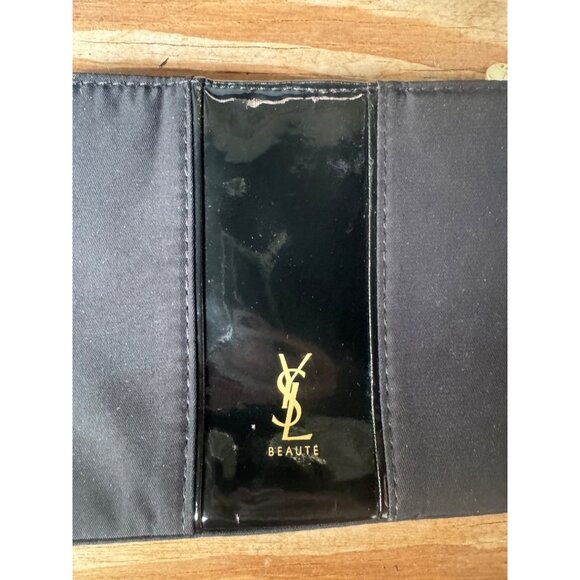 Yves Saint Laurent Black & Gold Beaute Makeup Pouch With Zipper Closure - Picture 2 of 6